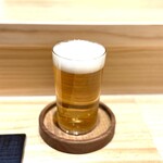 天冨來 ゆきむら - ビールで乾杯。 ←ノンアル。