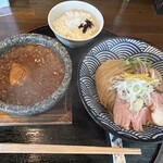 麺の道 あをによし - 魚介つけ麺〆(半ライス)セット@1290円