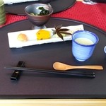 JAPANESE CUISINE 漣 - 共通の前菜と茶碗蒸し