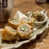 チャコールスタンド青 - イベリコ豚のオクラ巻き揚げ 香味野菜おろし