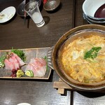 杉並 まん月 - 本日の刺盛り3点と肉豆腐