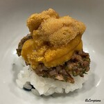 御料理 寺沢 - 飯蒸しに蛍烏賊と蛸の叩きと生海胆