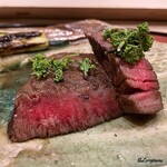 御料理 寺沢 - いわて牛のフィレ肉の炭火焼に花山椒