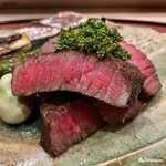 御料理 寺沢 - いわて牛のフィレ肉の炭火焼に花山椒