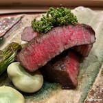 御料理 寺沢 - いわて牛のフィレ肉の炭火焼に花山椒