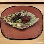 御料理 寺沢 - いわて牛のフィレ肉とグリーンアスパラの炭火焼