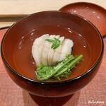 御料理 寺沢 - 鮎魚女に屈み吸口に木の芽の椀