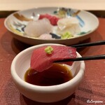 御料理 寺沢 - 塩竃産の本鮪の中トロを割醤油で