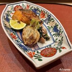 御料理 寺沢 - 時知らず焼に行者ニンニクと自家製生り節と焼小蕪