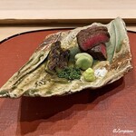 御料理 寺沢 - いわて牛のフィレ肉とグリーンアスパラの炭火焼