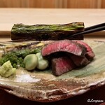 御料理 寺沢 - グリーンアスパラの炭火焼