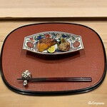 御料理 寺沢 - 時知らず焼に行者ニンニクと自家製生り節と焼小蕪