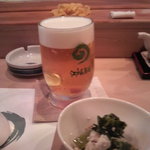 江戸長寿司本店 - 生ビール中一杯目と付きだし