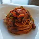 カフェアンドレストランアッタカ - ナポリタン。結構甘めの味付け