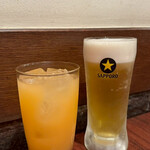 天山 - オレンジ、生ビール
