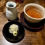 胡蝶庵 仙波 - そばつゆと薬味(ネギ)