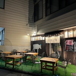 テラスで炭火焼肉☆