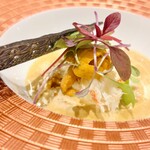 フレンチレストラン I.Hara - 生うに、ずわい蟹、芝海老が添えられてる