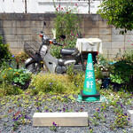 進来軒 - 隣接駐車場にて、美しい花々達と配達用カブ