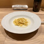 パルコ フィエラ -   9. キタッラの自家製フェットチーネ、ゴルゴンゾーラクッキーオアイ