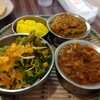 デュセニ村８ - カレー２種、サラダ、サフランライス