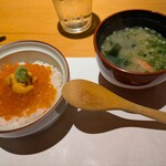 平和町 とき - イクラON雲丹、お味噌汁も美味い