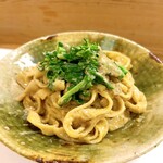穴子料理と地酒 浅草 川井 - 菜の花とゴルゴンゾーラの生パスタ