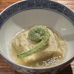 薪鳥新神戸 - 白茄子　こごみ　鶏スープ煮