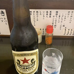 もつ焼き てしまや - ドリンク写真:赤星(大瓶)(680円)