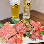 炭火焼肉 にく式 - 上カルビ・ハラミうす・カイノミうす・カイノミあつ・ハラミあつ