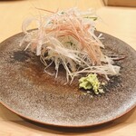 木挽町 とも樹 - ツマの大根、胡瓜、茗荷。のちほど手巻きにして残さずいただきます