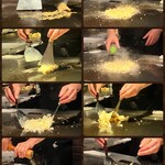 まど居 - こちらは〆のガーリックライス✨のお見事な調理工程✩⋆*॰¨̮⋆｡˚՞⸝⸝ᵒ̴̶̷  ᵒ̴̶̷⸝⸝՞✨✨