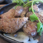 サイコロステーキのアップ。