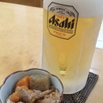 みさき庵 - 生ビール　お通し