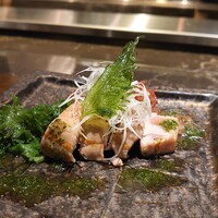 鉄板焼 雅 銀座 - 中トロの炙り、大葉ソース