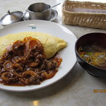 グリル松 - お味噌汁…豆腐・ねぎ・わかめ・ごぼう