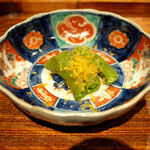 薪鳥新神戸 - 薪焼きスナップエンドウ + きんかん