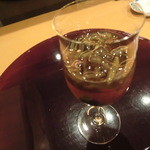 太庵 - 水菓子(西瓜と蓴菜、黒蜜のデザート)　　　　　　