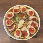 麺や しき - 夏限定・カレー（1050円）＋濃厚玉子120円×5（600円）