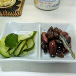 tell me キッチン - きゅうり酢の物　小魚干しぶどうピーナッツゴマ油炒め