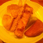 寅鈴 - ウーロン茶 氷抜き ＆ おでんの盛り合わせ ＆ 串焼き11本盛り合わせ ＆ バニラアイス