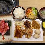 焼肉 九田家 - 和牛カルビランチ1,100円（ランチ定食は、ビュッフェ食べ放題）