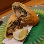 鮨 弥さか - 鮎と筍、水茄子の春巻
