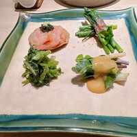 天ぷら成 - 山菜3種と甘海老