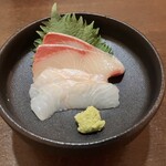 創作料理　誠 - お造り:超冷薫ブリ/平目)