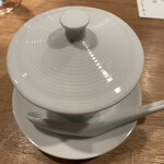 uto - 蜆（しじみ）／　温かいしじみプリン　フェンネル（ういきょう）と胡瓜のヴルーテソース