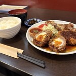 洋食 小林 - スコッチエッグ定食+ポークジンジャー（単品）