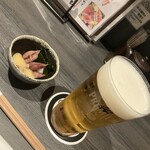 魚與米飯 折右衛門 - お通し、ビール