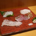 こころや - 平目、イサキ炙り、真鯛炙り、スズキ