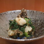 こころや - 帆立と小松菜の蕗味噌和え